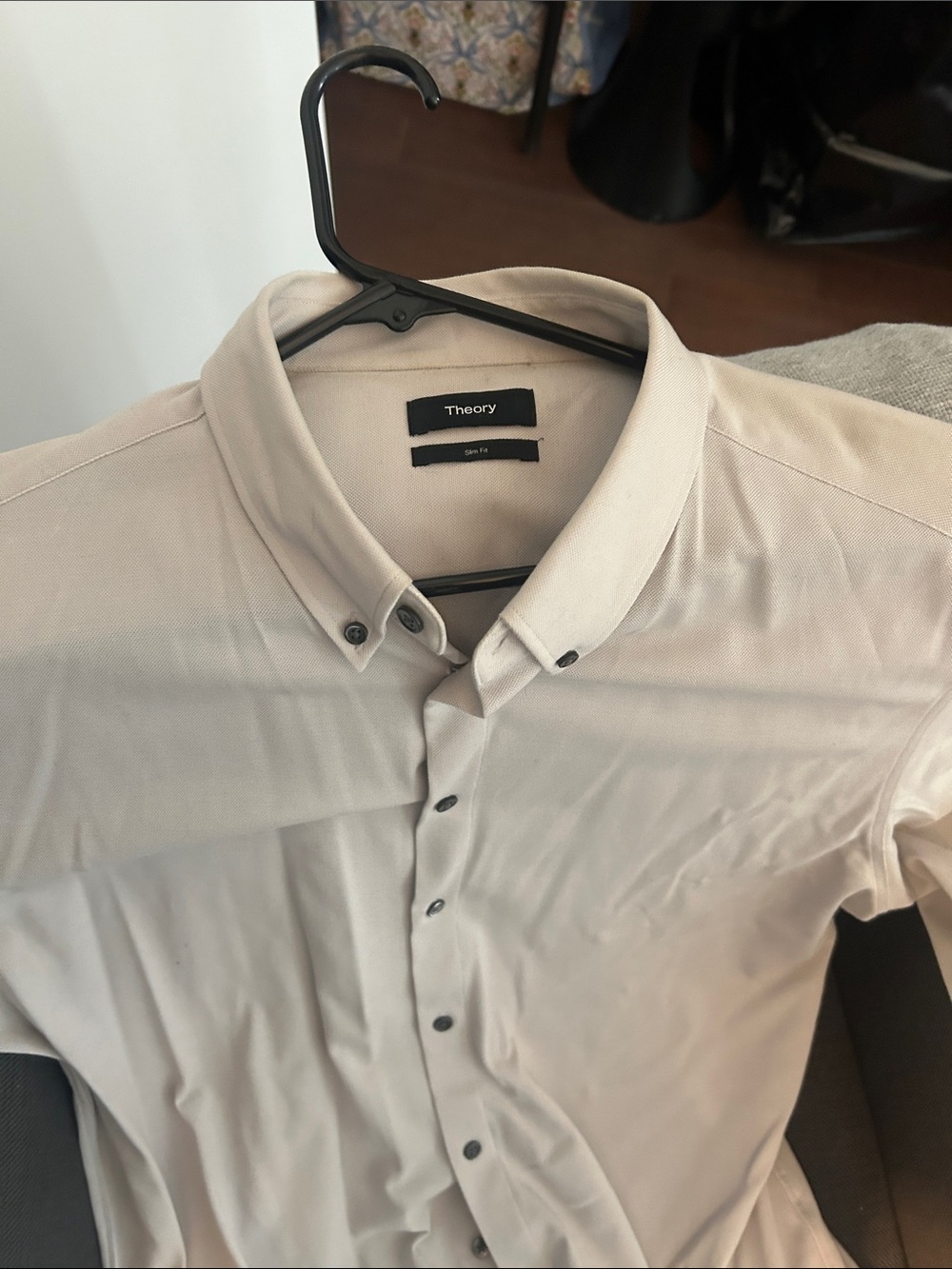 Theory Men's Button-Down Shirt in Light Beige